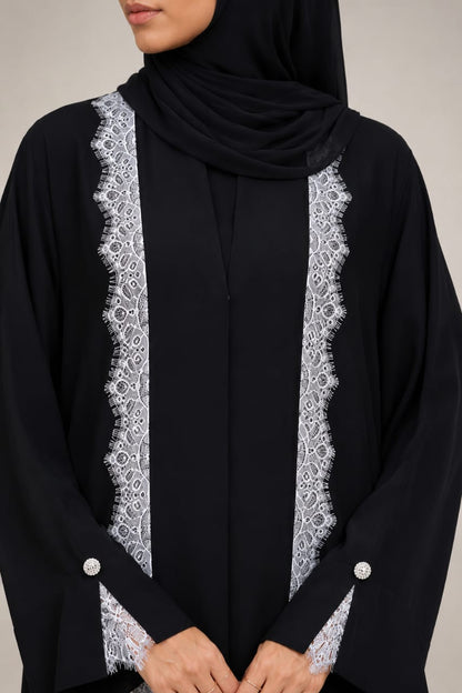 Noir Fusion lace abaya E23J