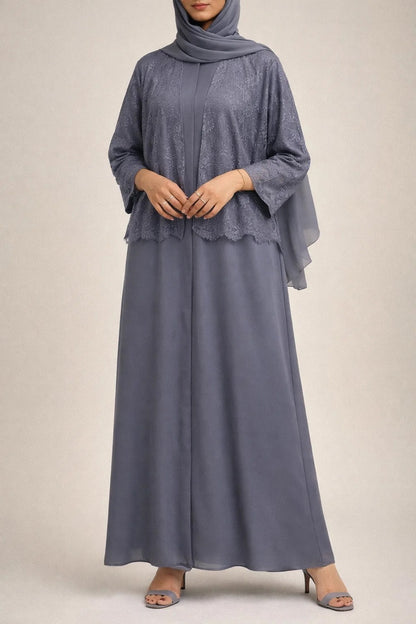 Blueish grey Moon Veil Abaya