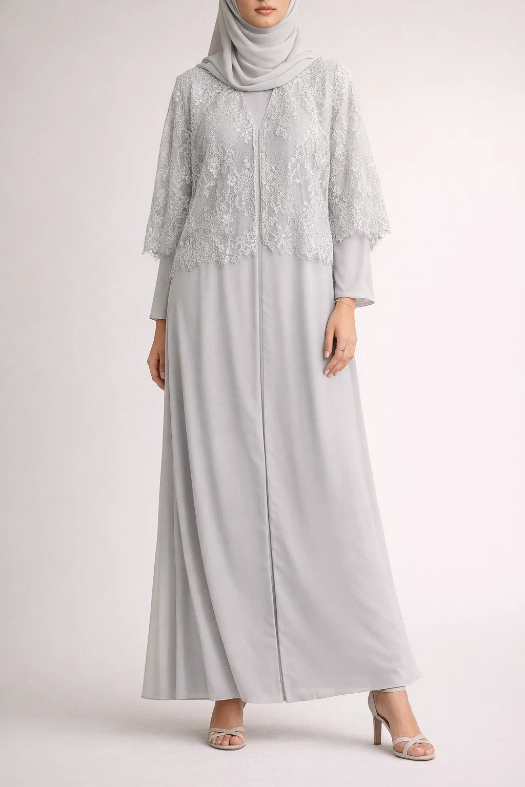 Cream Moon Veil Abaya