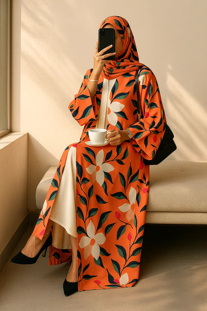 Pumpkin Hues Kimono Set