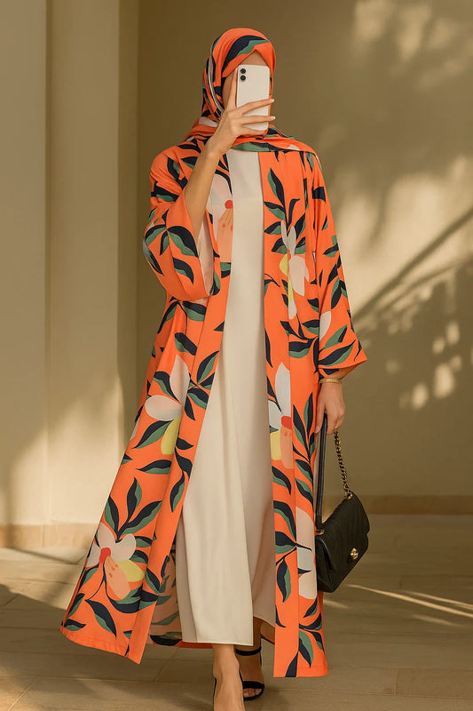 Pumpkin Hues Kimono Set
