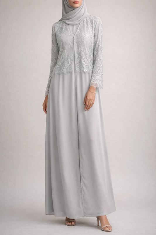 Cream Moon Veil Abaya