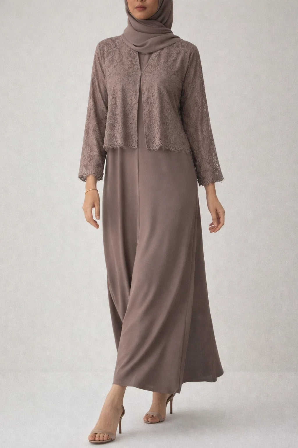 Brown Moon Veil Abaya
