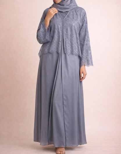 Blueish grey Moon Veil Abaya