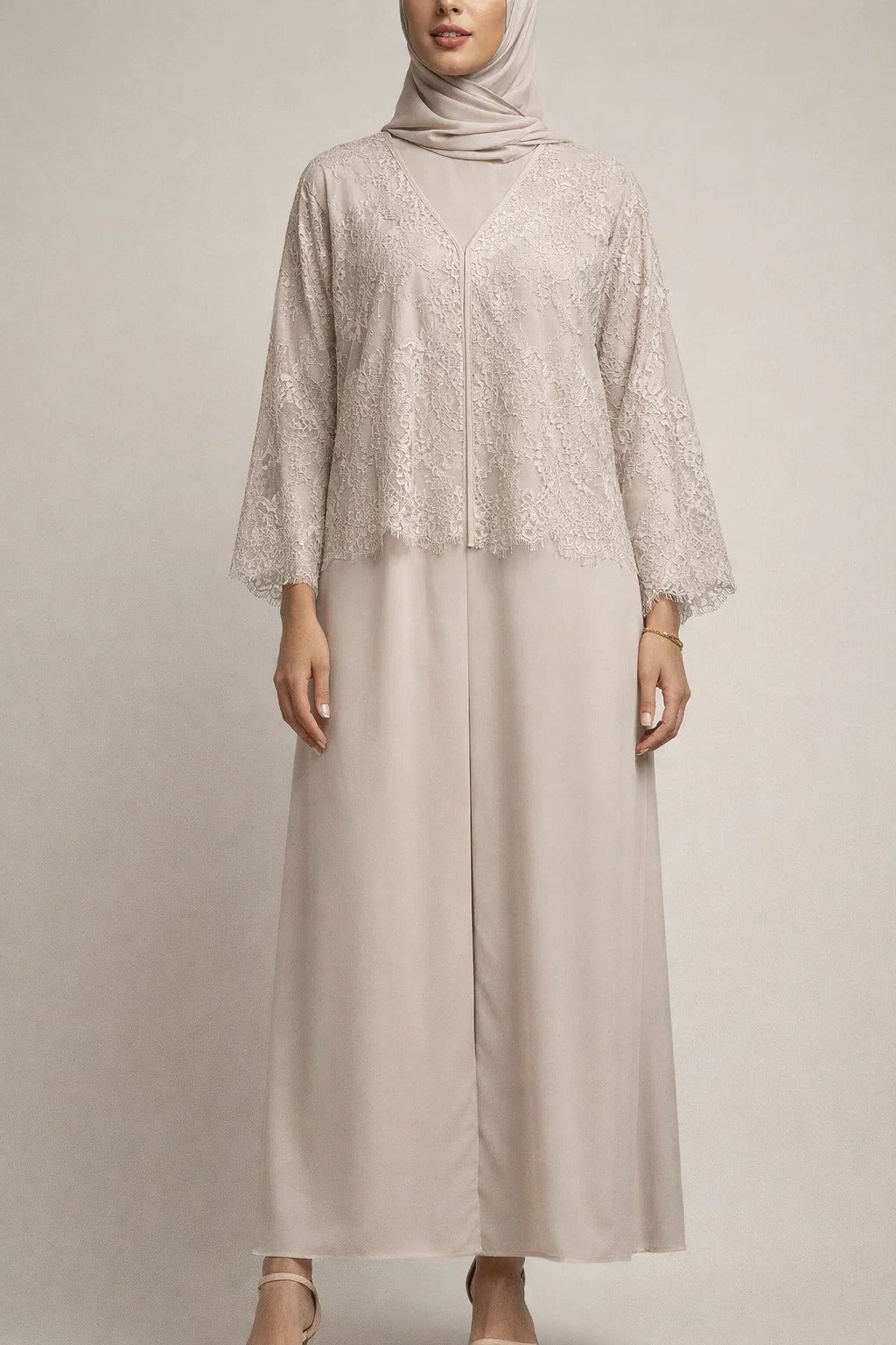 Beige Moon Veil Abaya