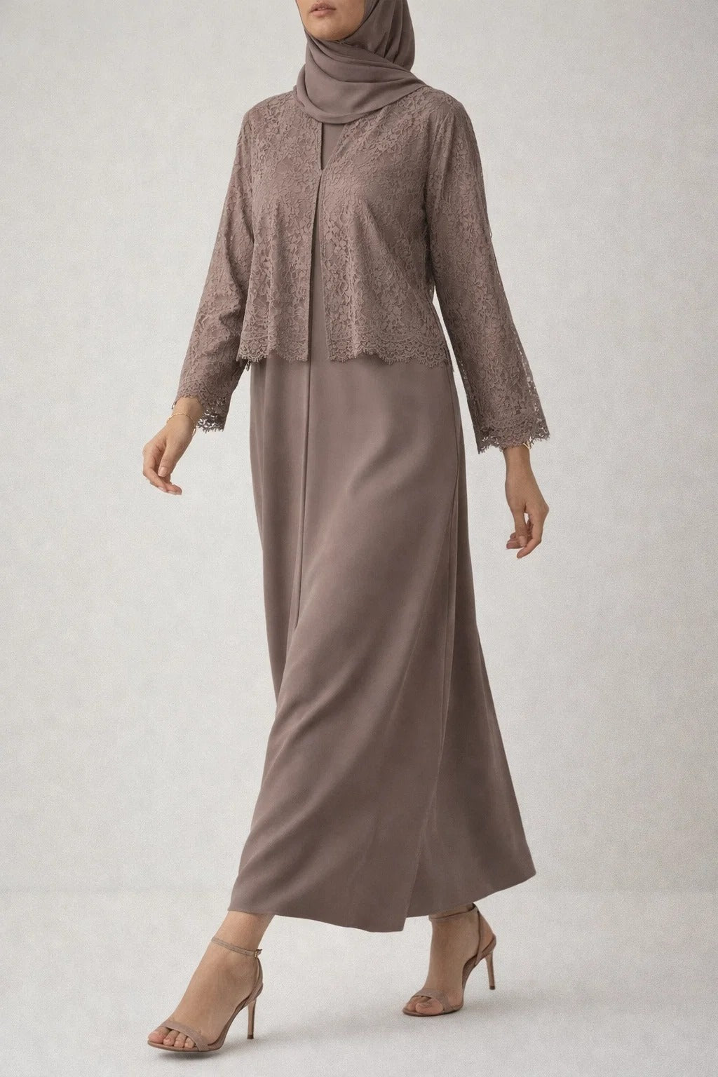 Brown Moon Veil Abaya