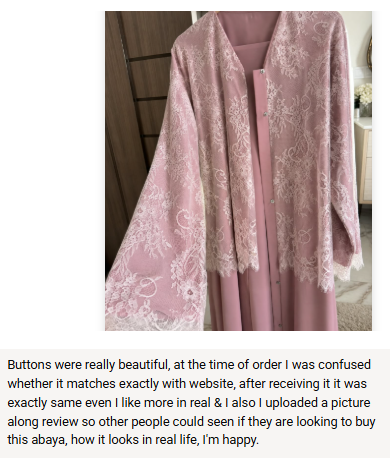 Customer WhatsApp review for MayaCloset
