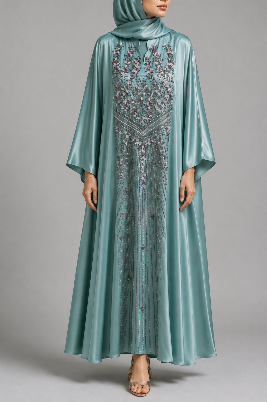 Sea Green Ameera Abaya 2