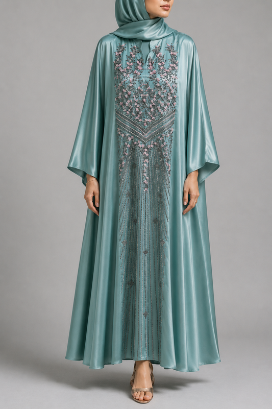 Sea Green Ameera Abaya 2
