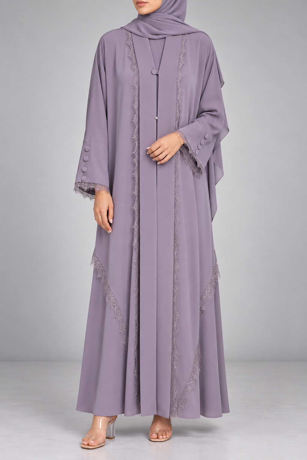 Lavender Symphony Lace Abaya
