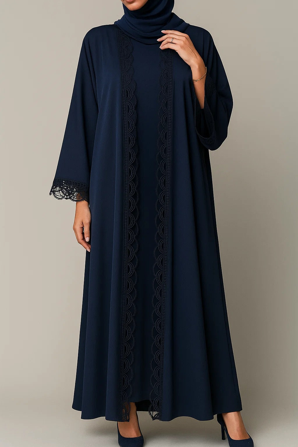 Blue royal lace abaya