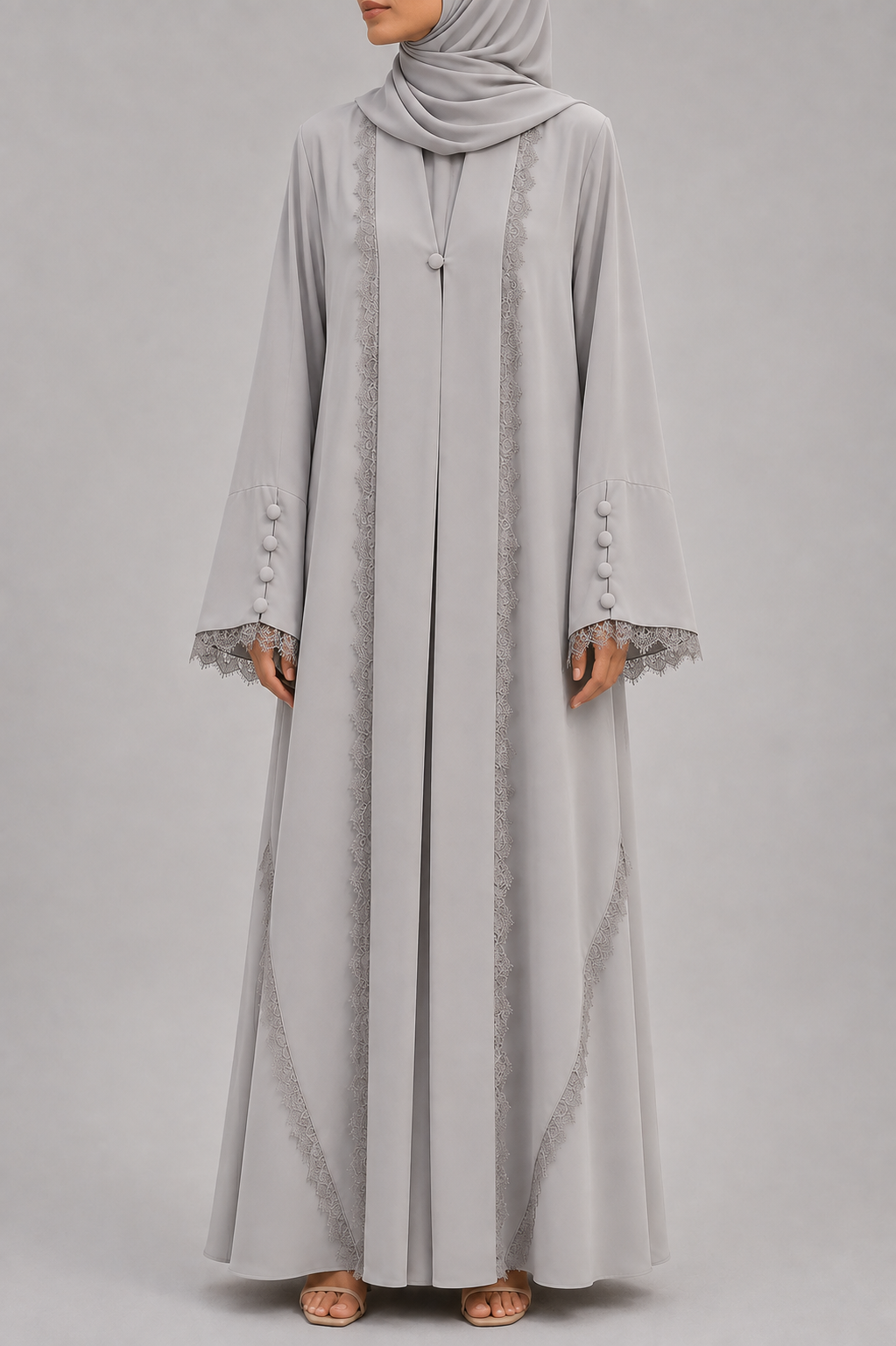 Grey Symphony Lace Abaya