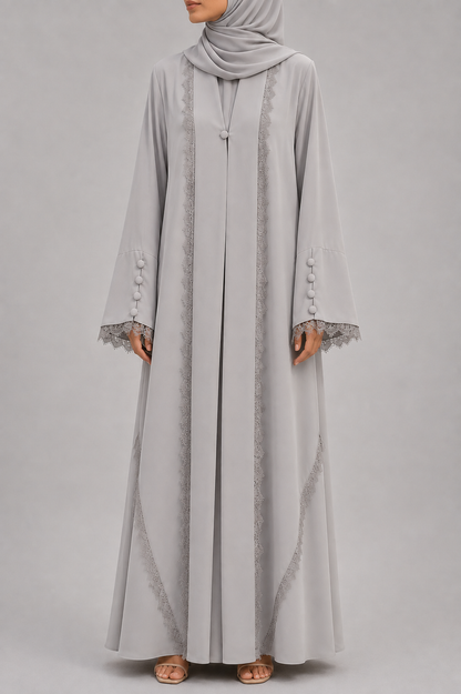 Grey Symphony Lace Abaya