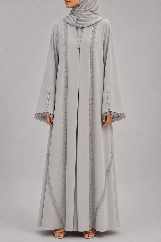 Grey Symphony Lace Abaya