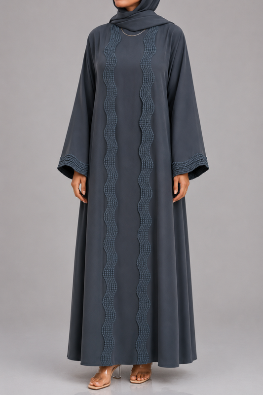 Grey lace abaya (New Edition)