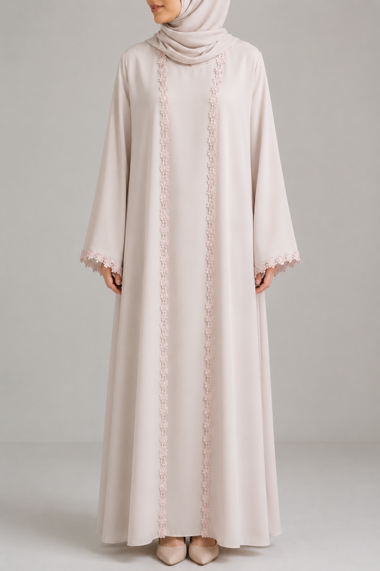 Dusty Rose Lace Abaya