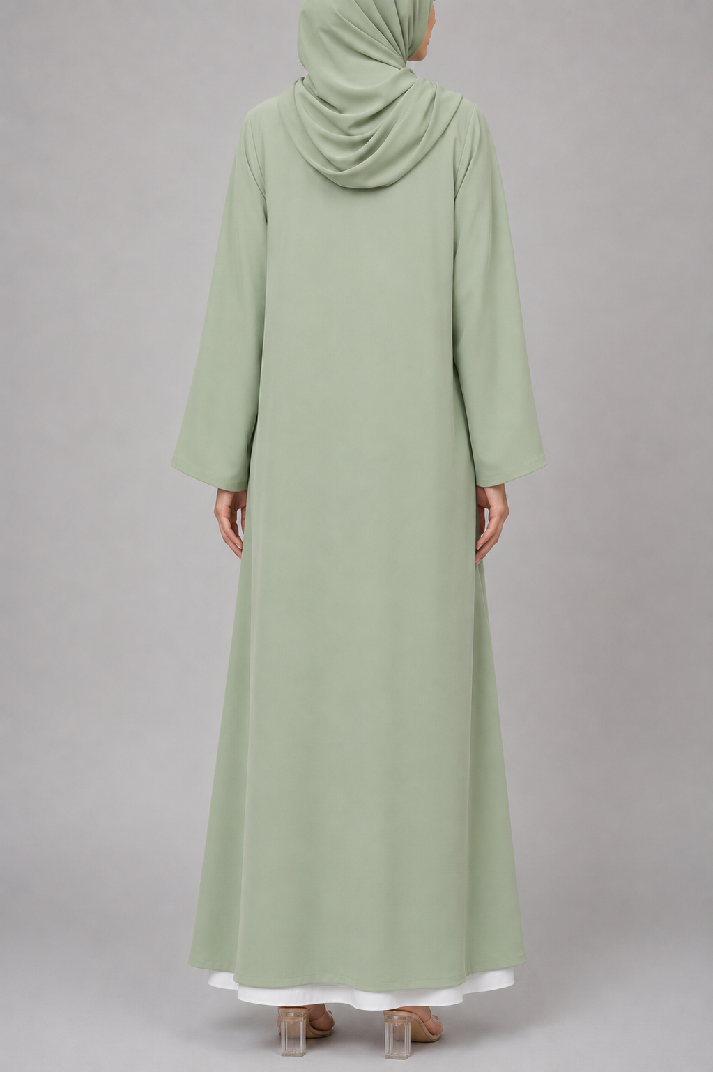 Pistachio button abaya