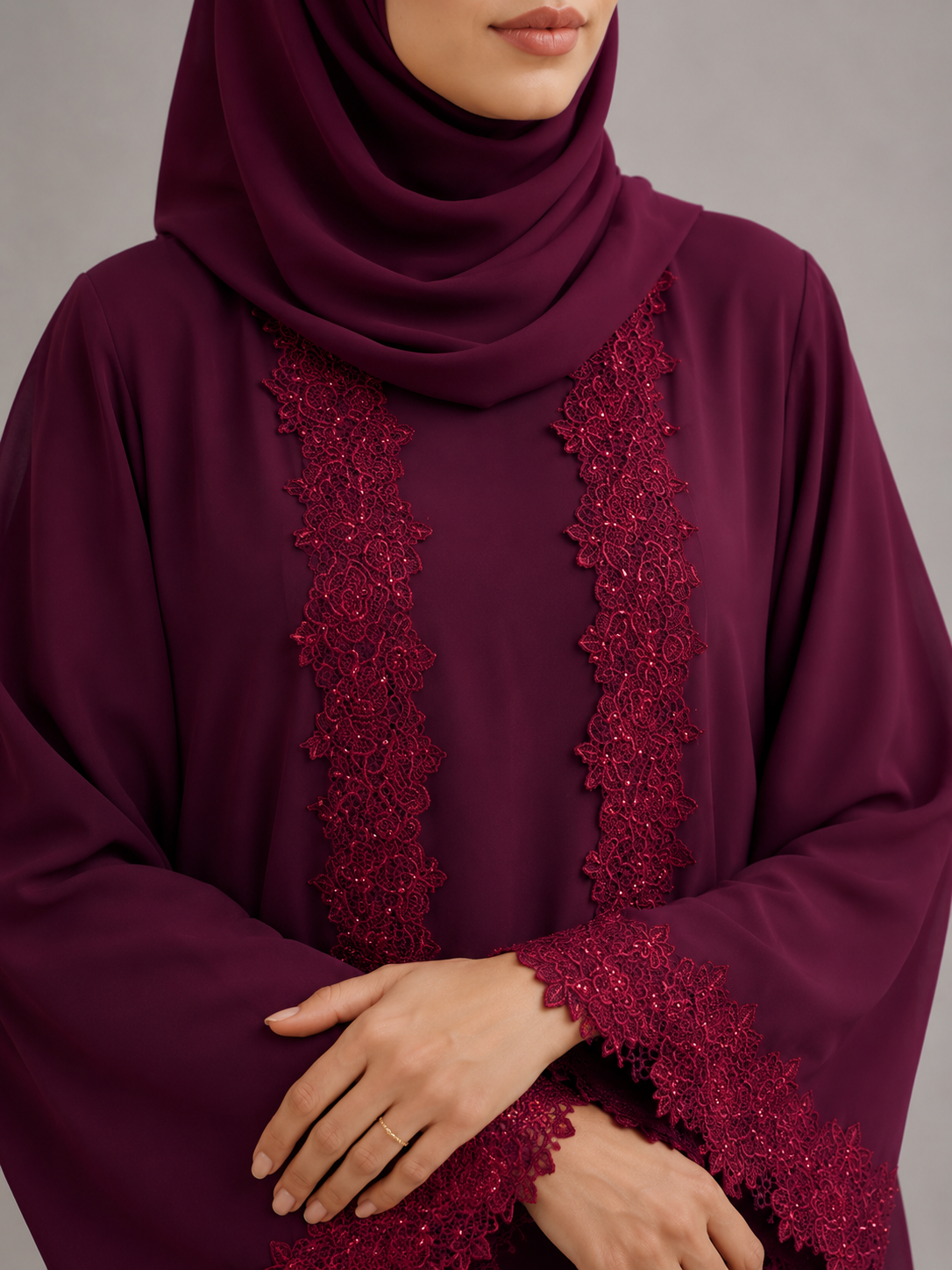 Red Ivora Lace Abaya