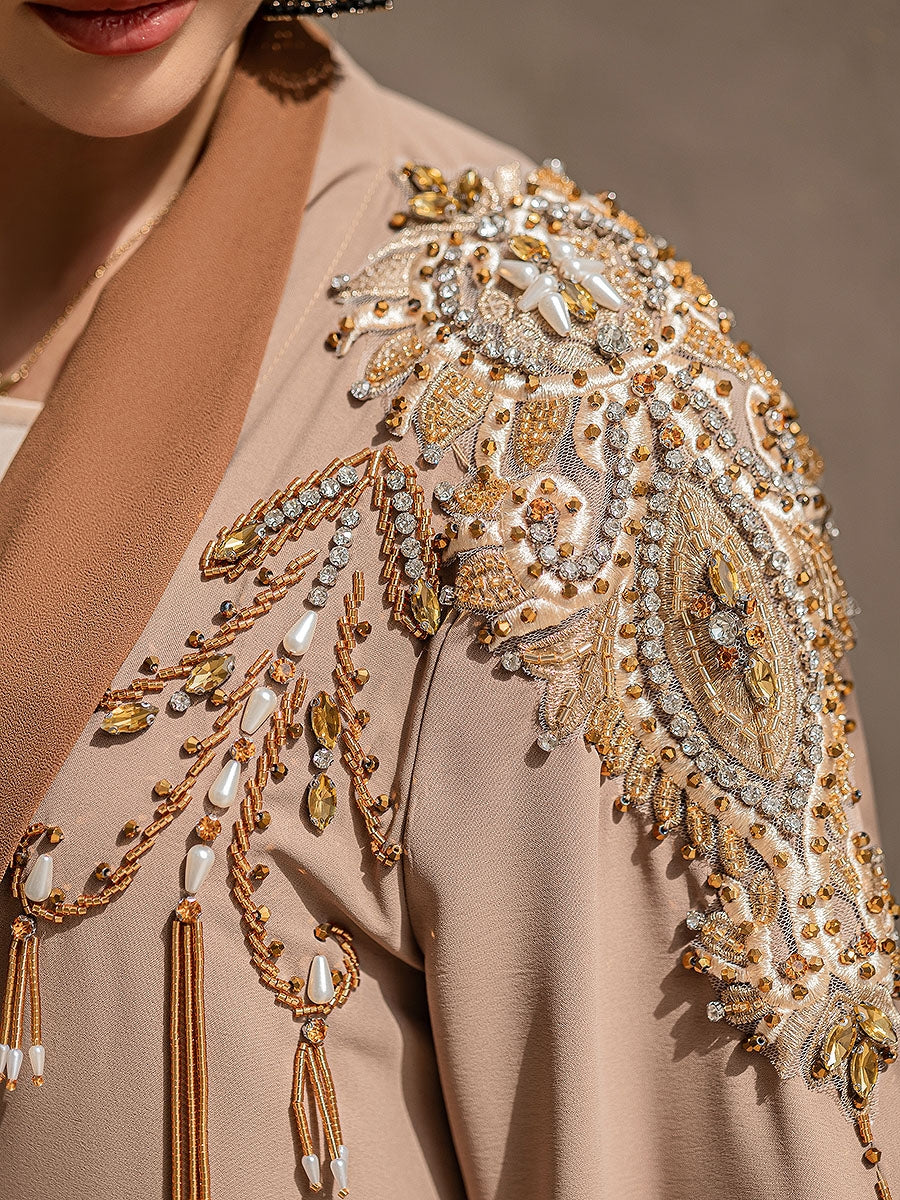 BA6027 Beige Argento Blazer Abaya