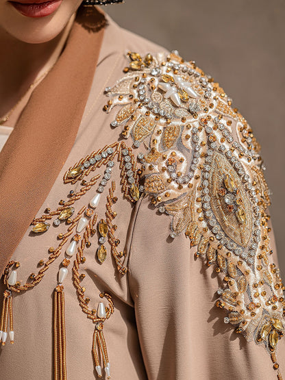 BA6027 Beige Argento Blazer Abaya