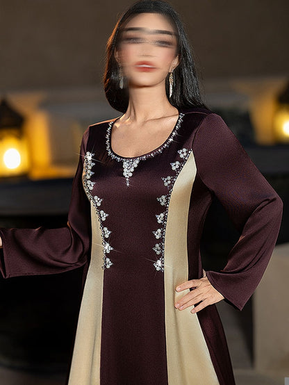 BA6045 Beige & Burgundy Exquisite Dress