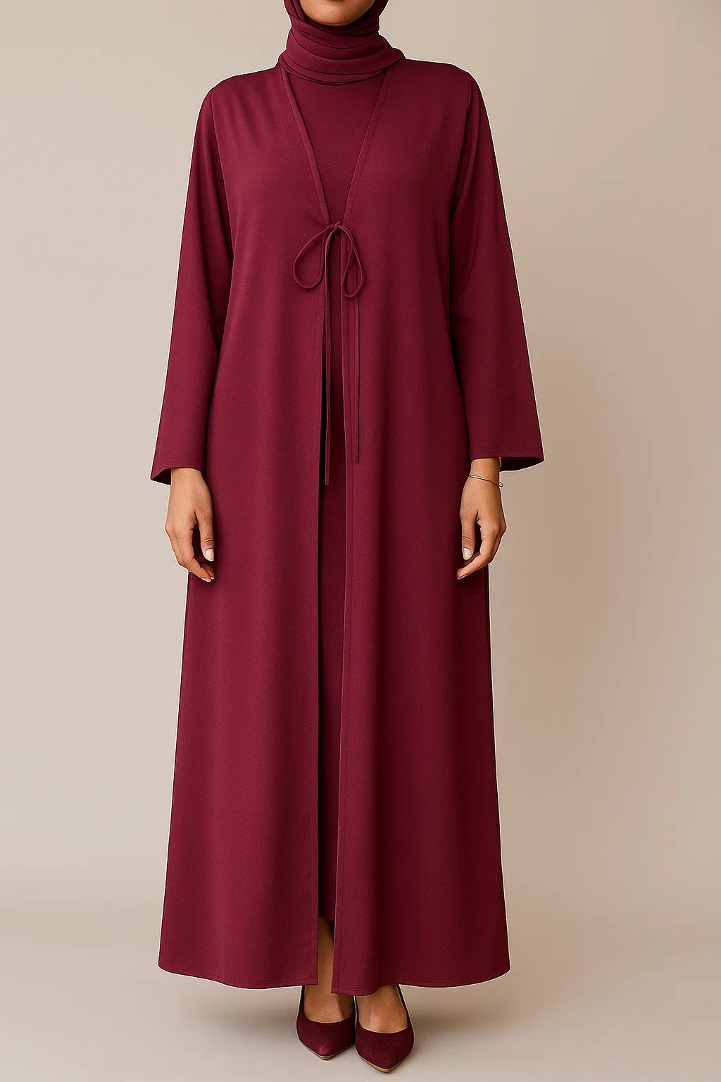 Maroon tie abaya