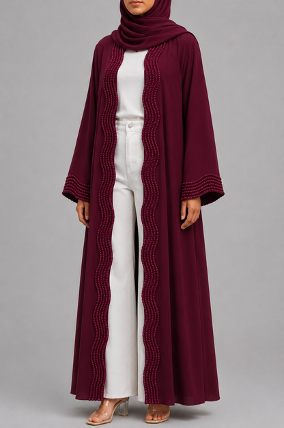 Cherry red lace abaya