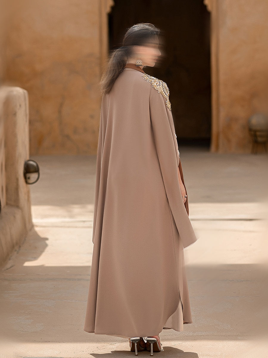 BA6027 Beige Argento Blazer Abaya