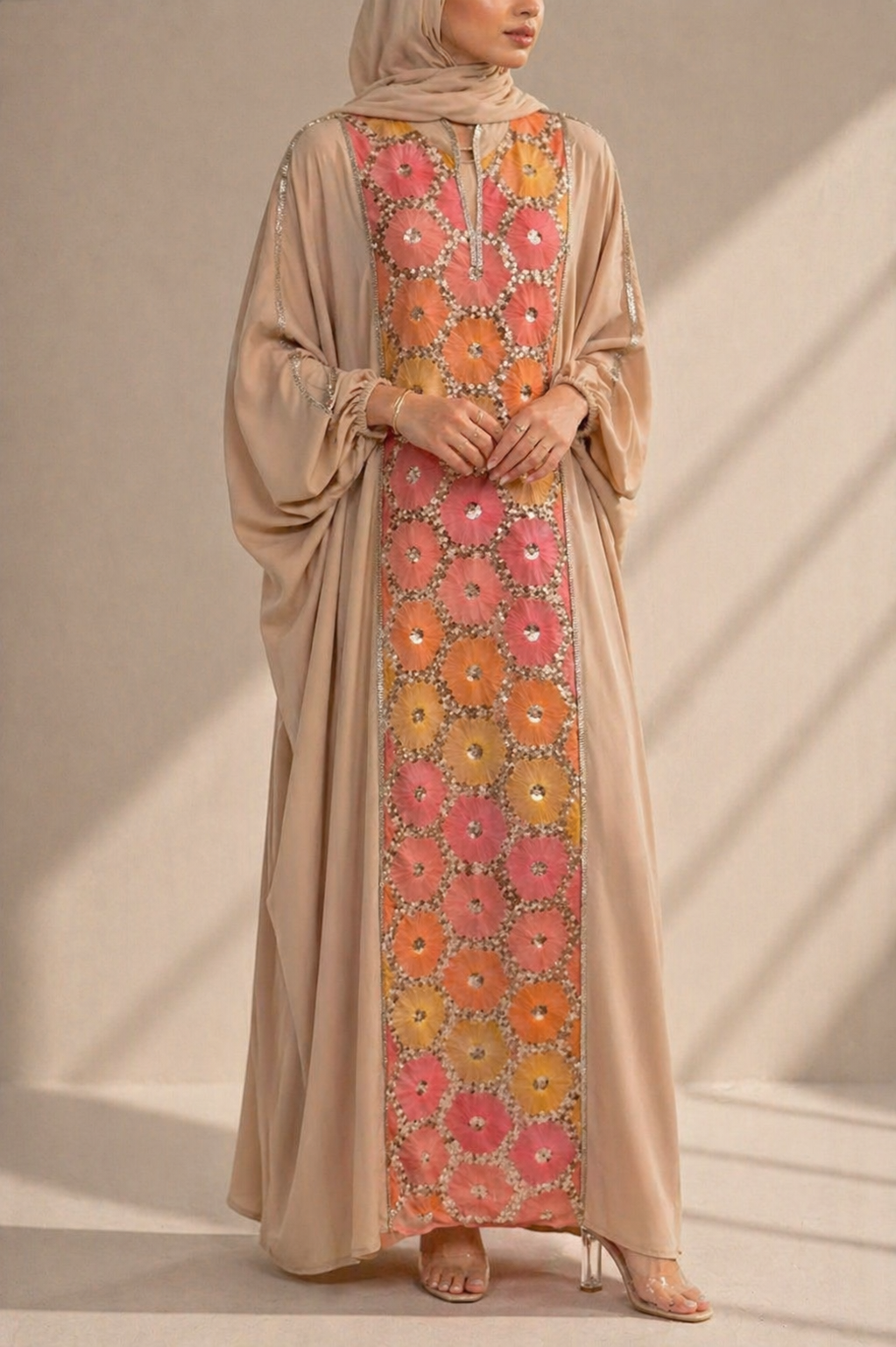 Beige Ward Al Layl Abaya