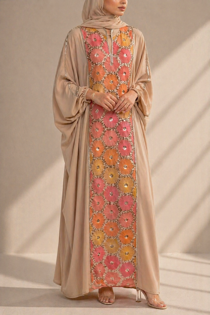 Beige Ward Al Layl Abaya