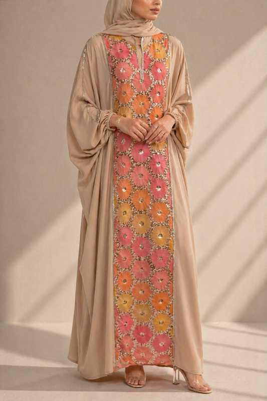 Beige Ward Al Layl Abaya