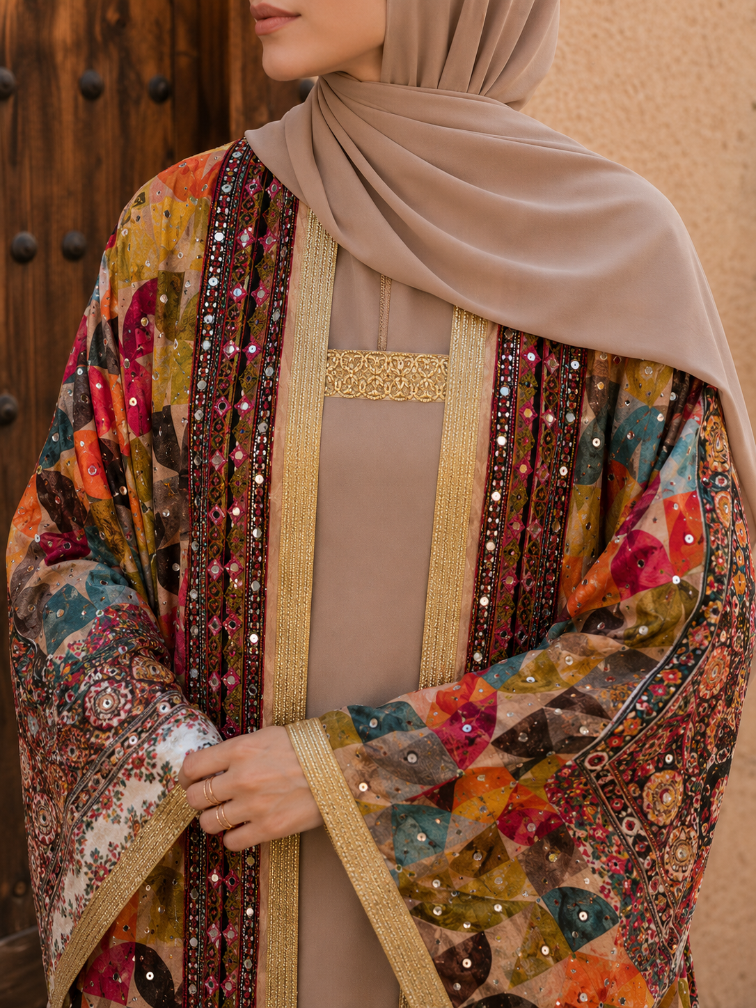 Multicolor Mosaic Zareen Abaya