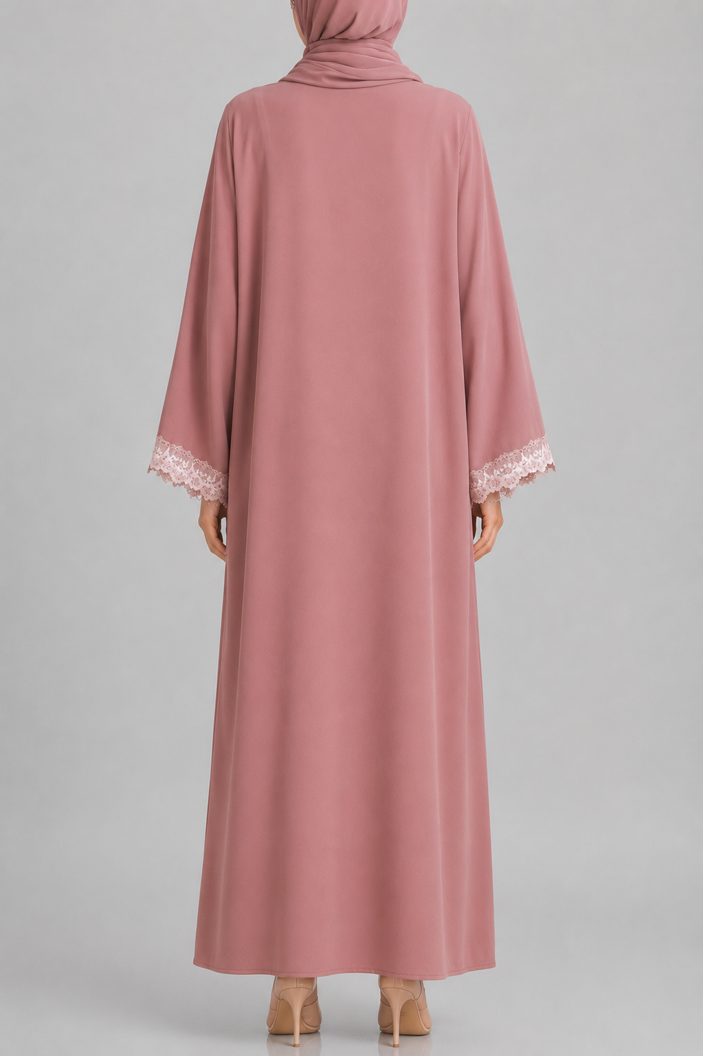 Pink fancy lace abaya