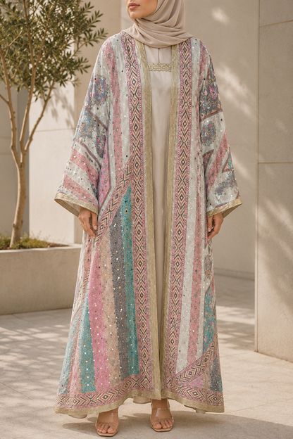 Mosaic pink Zareen Abaya