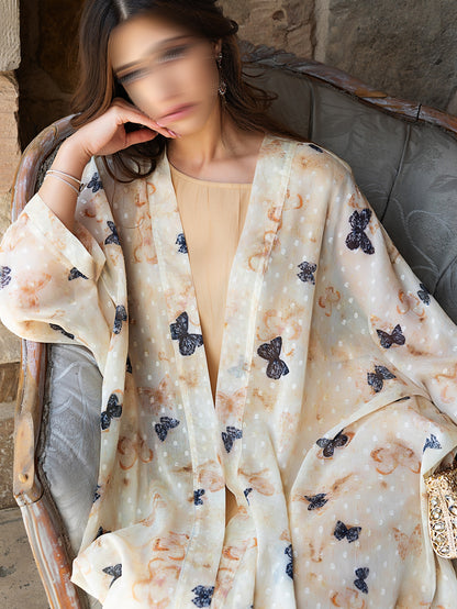 BA5035 White Papillon Drape Abaya