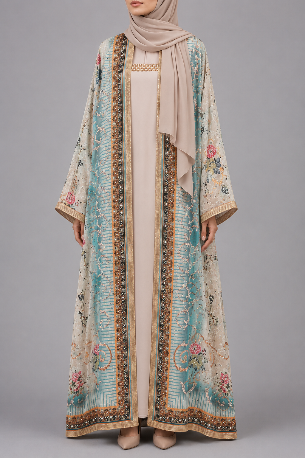 Pastel Blue Zareen Abaya