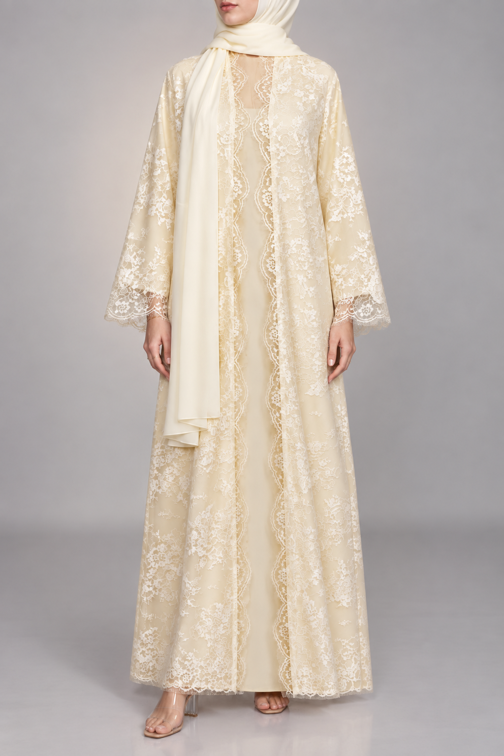 Butter Yellow Sheer abaya