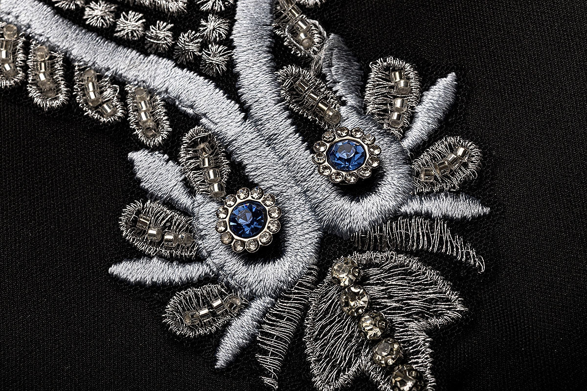 BA4152 Black Silver Baroque Abaya