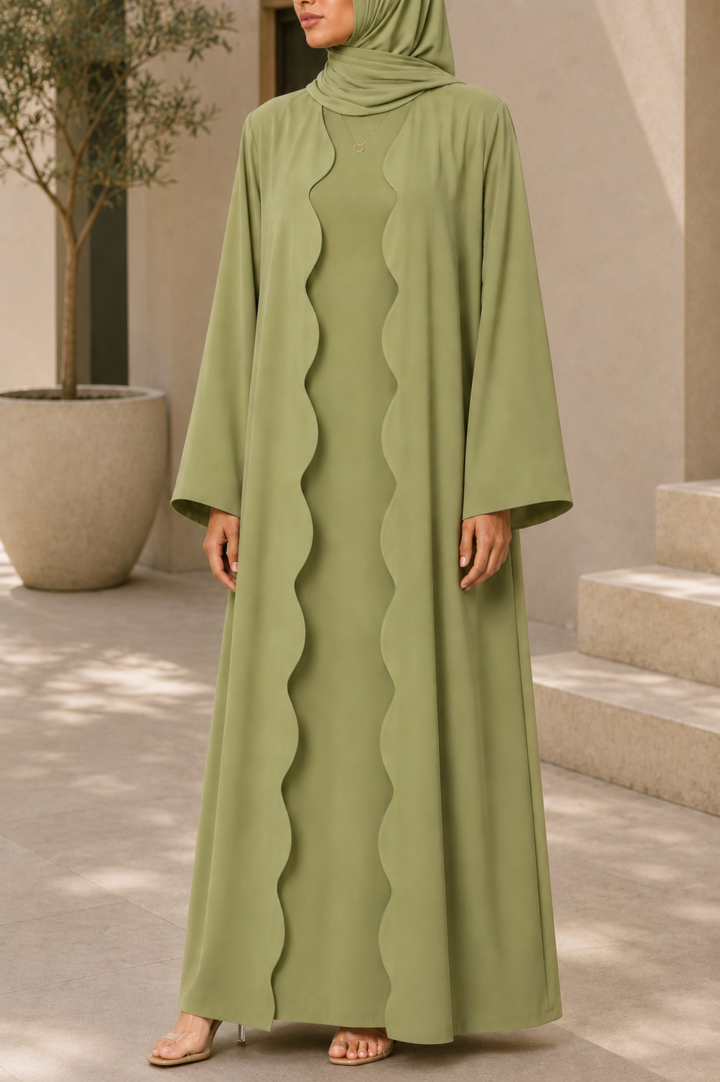 Pistachio Wave Abaya