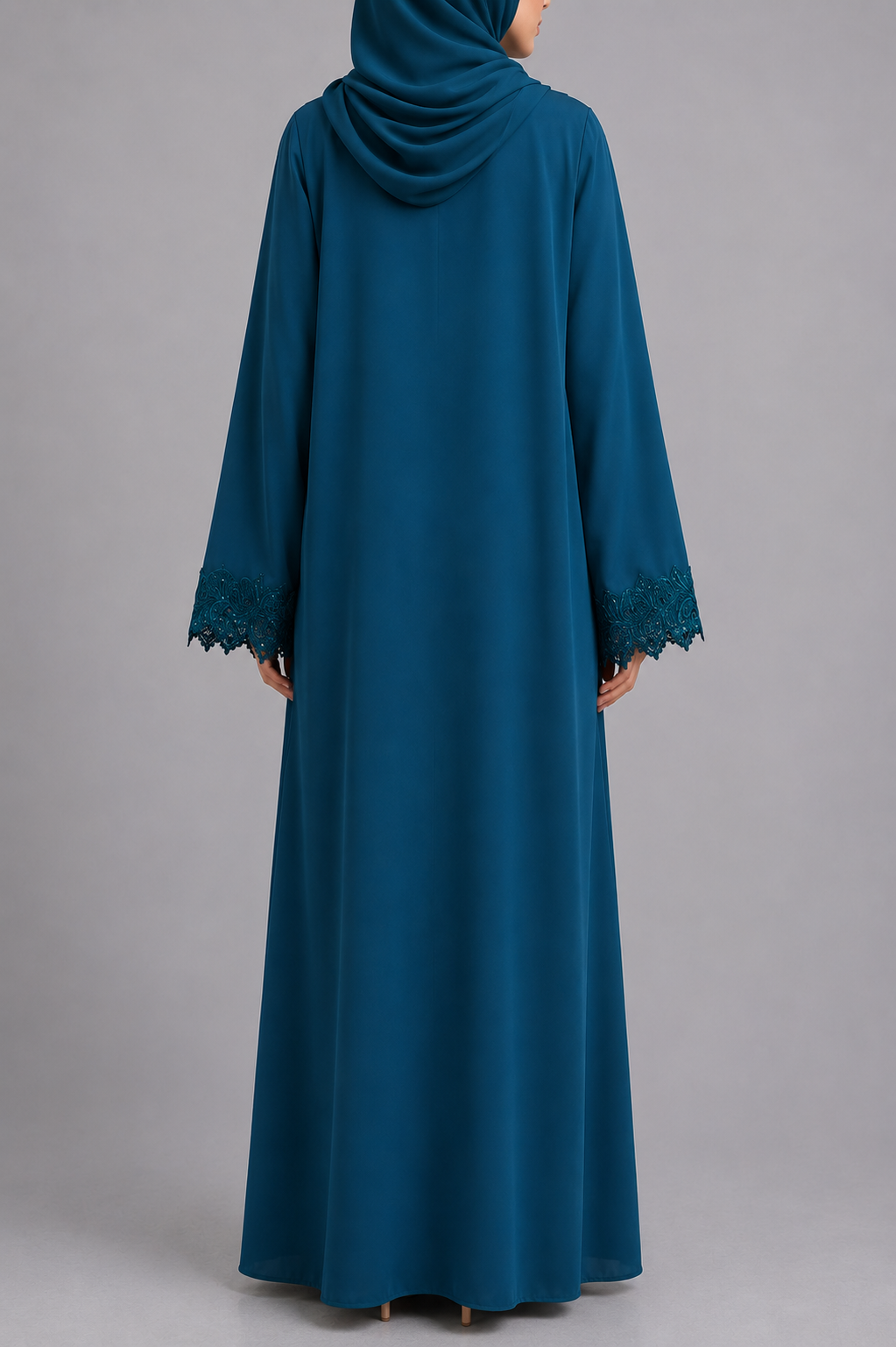 Imperial Blue Moonlit Lace Abaya E12J