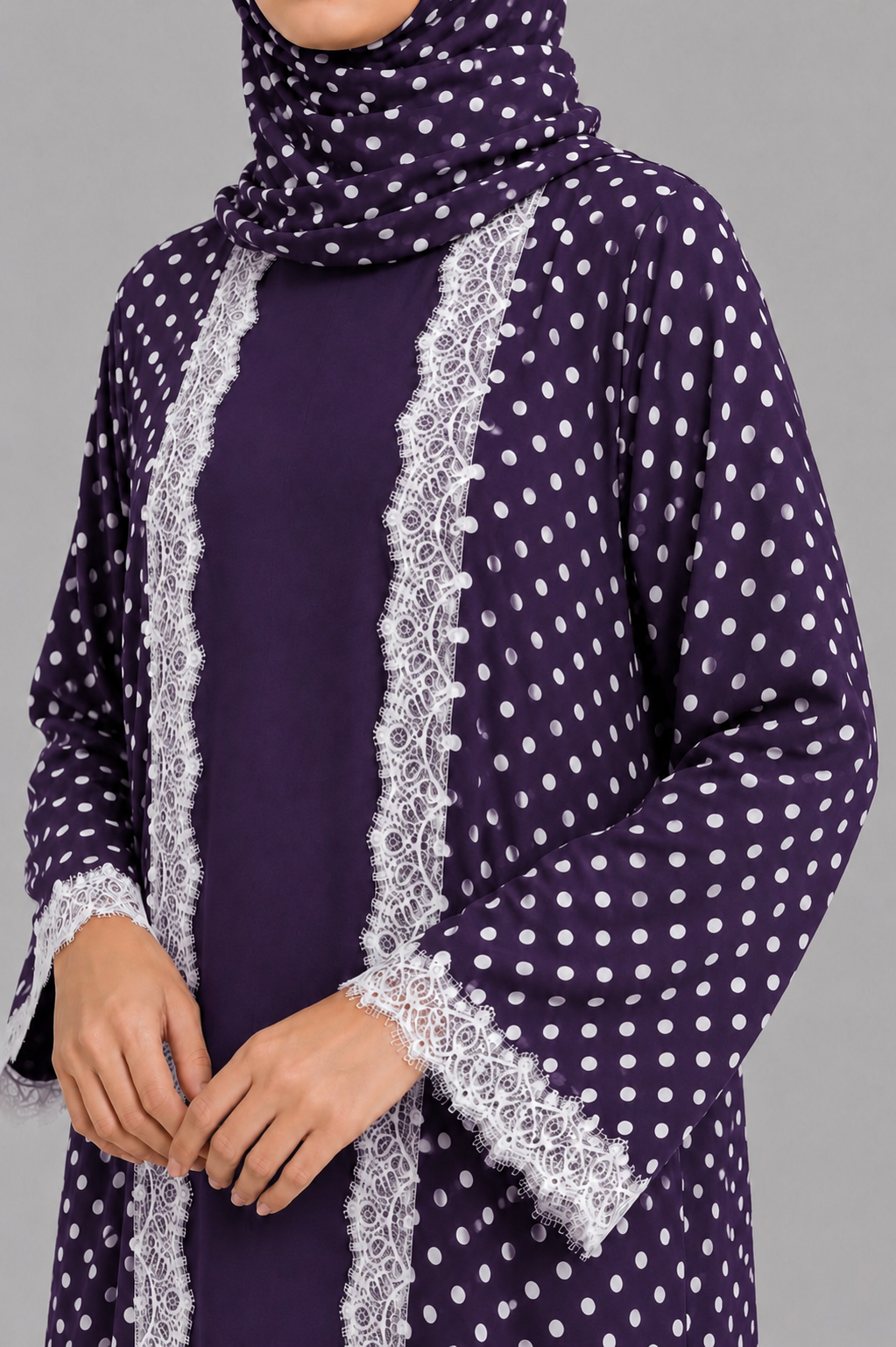 Purple Polka Abaya
