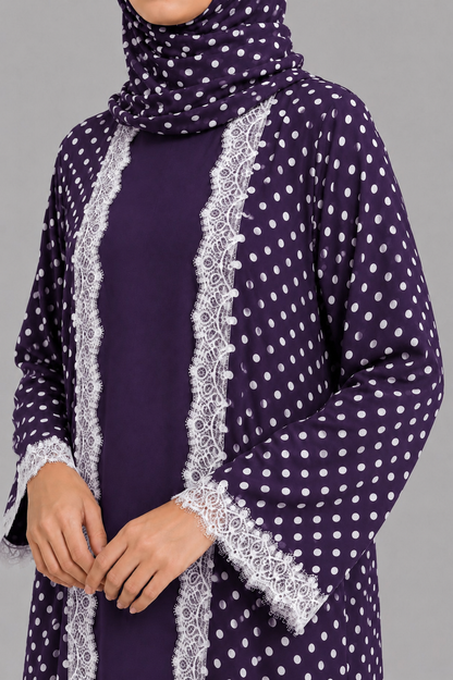 Purple Polka Abaya