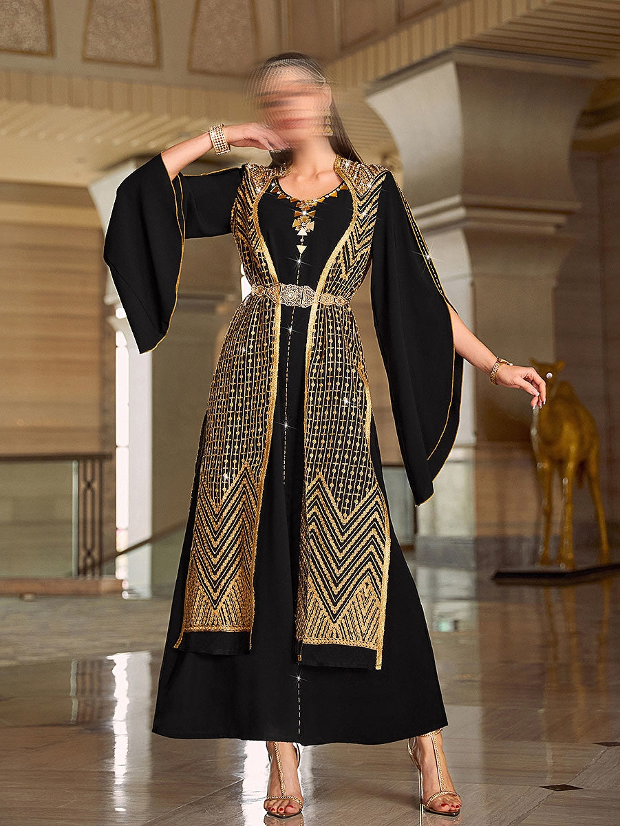 BA4036 Black Pyrite Abaya