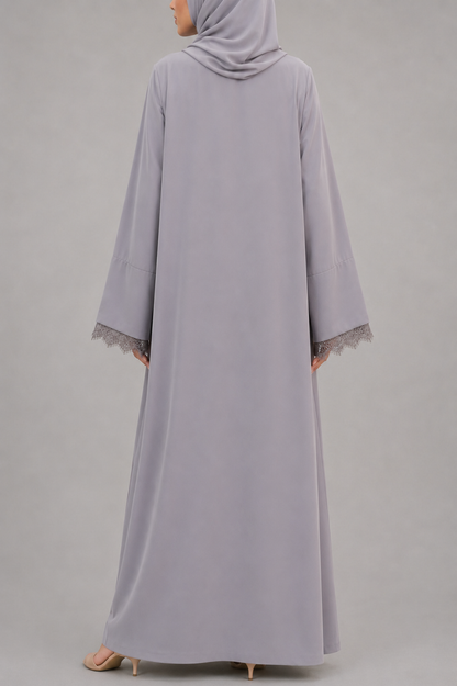 Dove Grey Symphony Lace Abaya