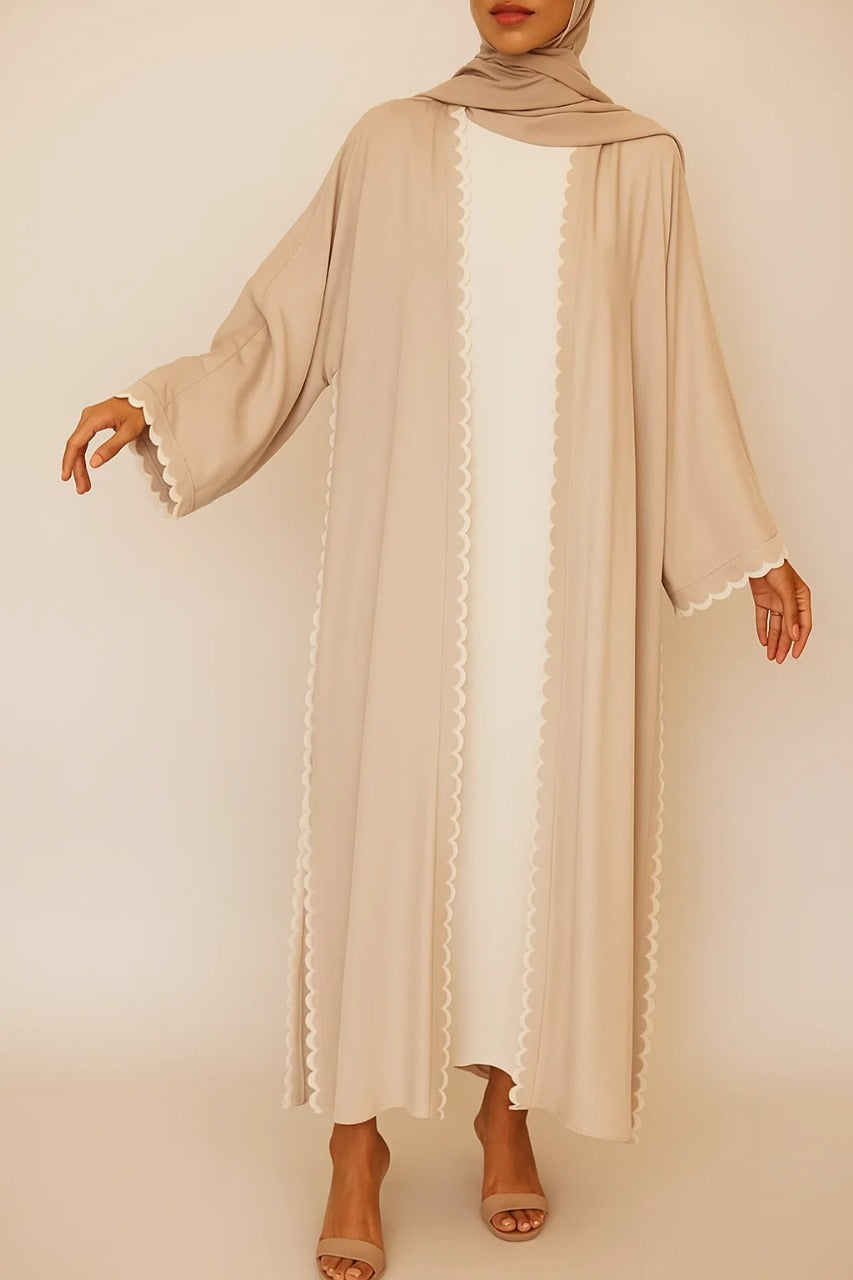Beige Scallop Abaya