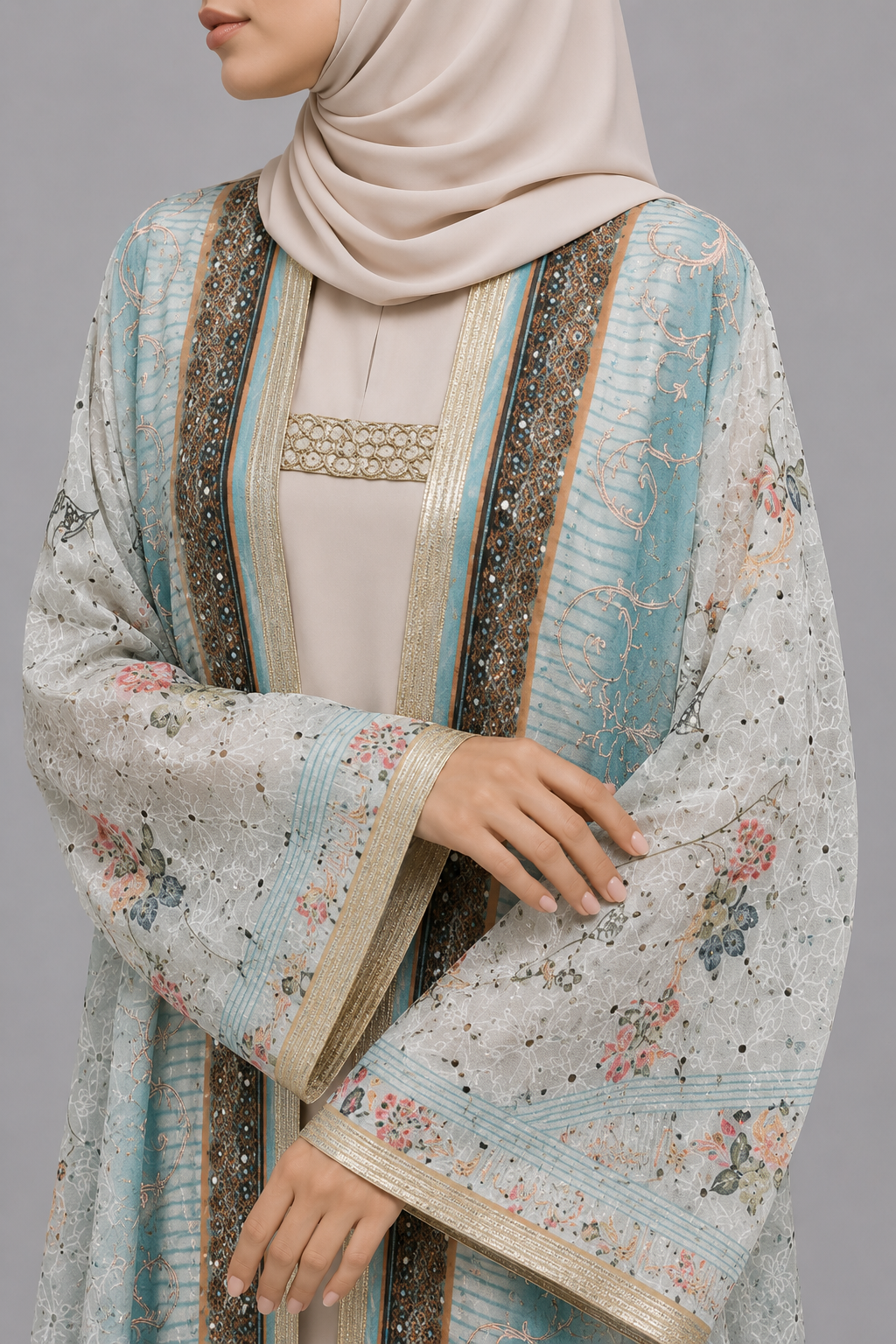 Pastel Blue Zareen Abaya