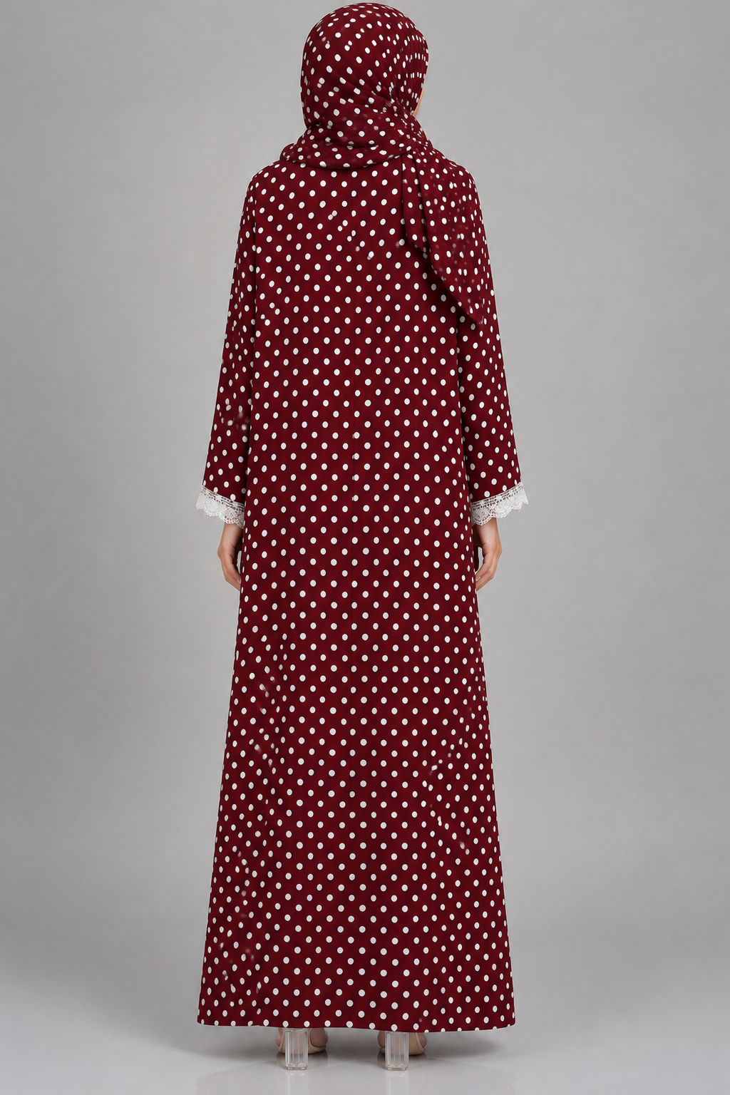 Maroon Polka Abaya
