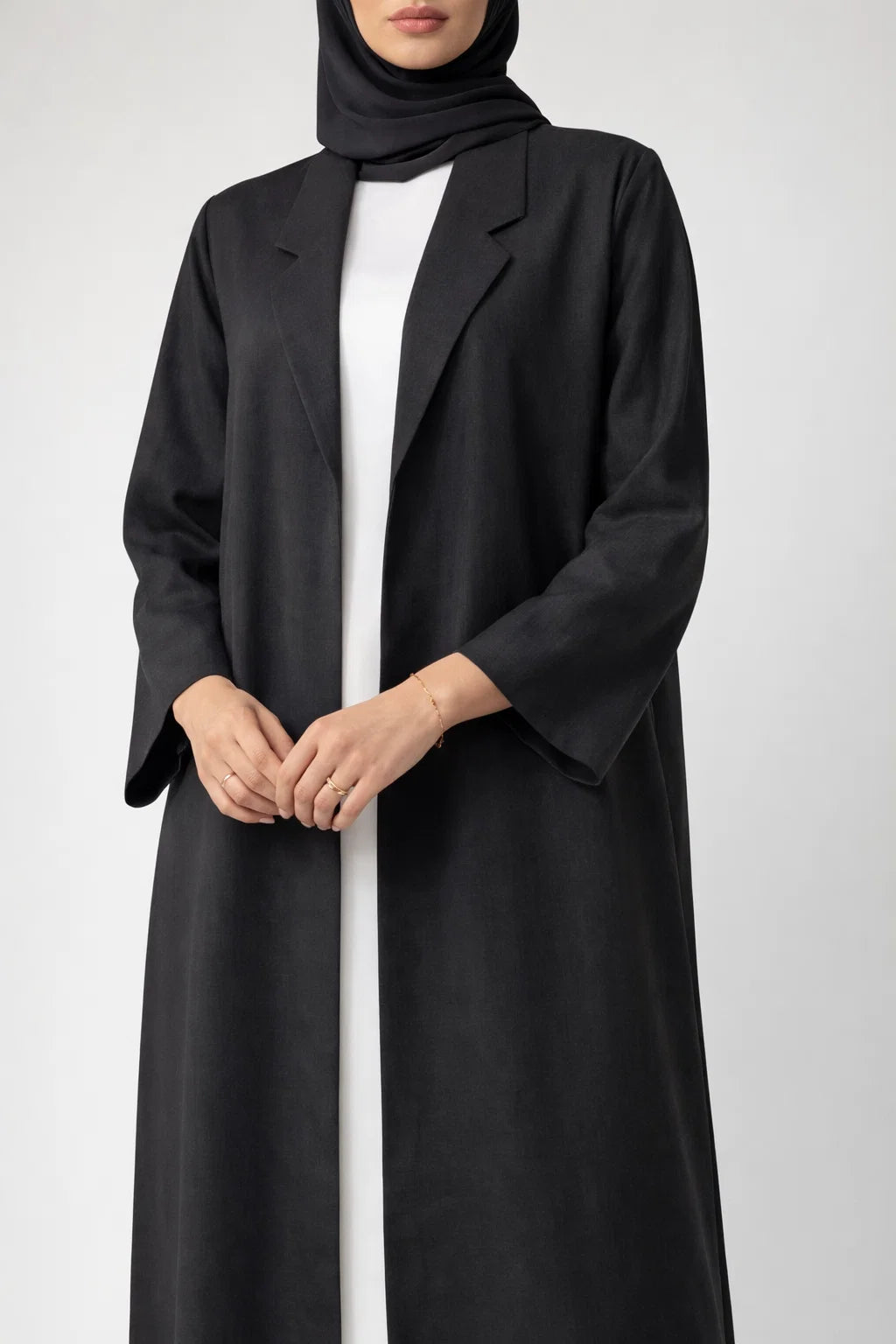 Black Aureline Coat Abaya