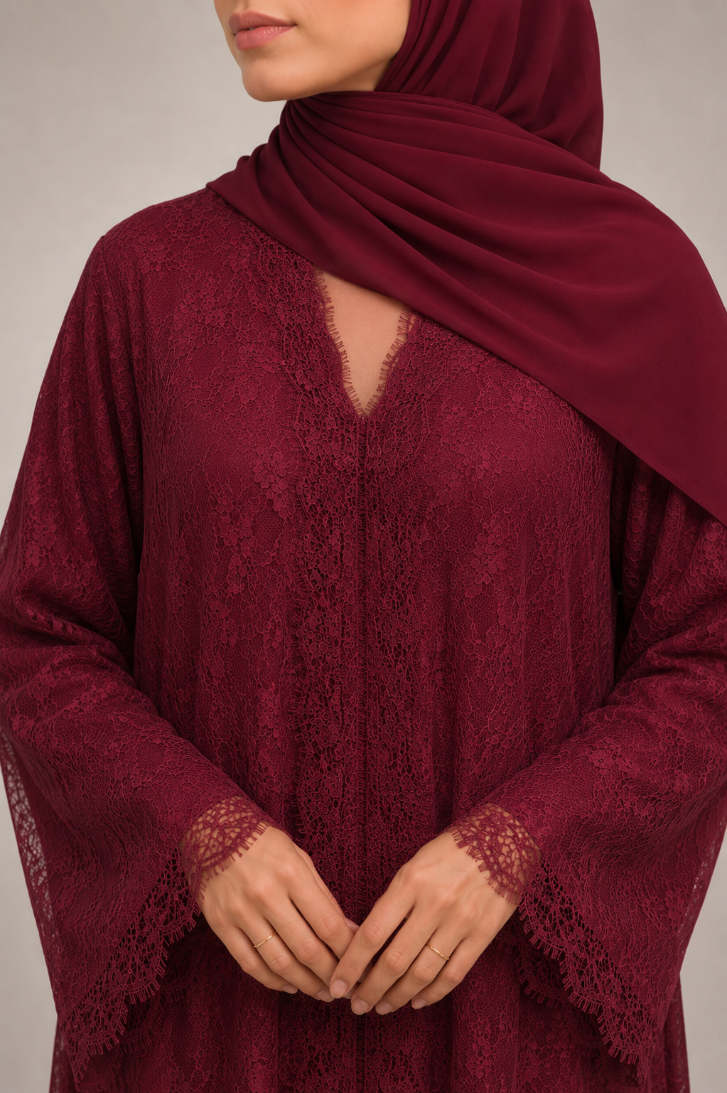 Maroon Sheer abaya