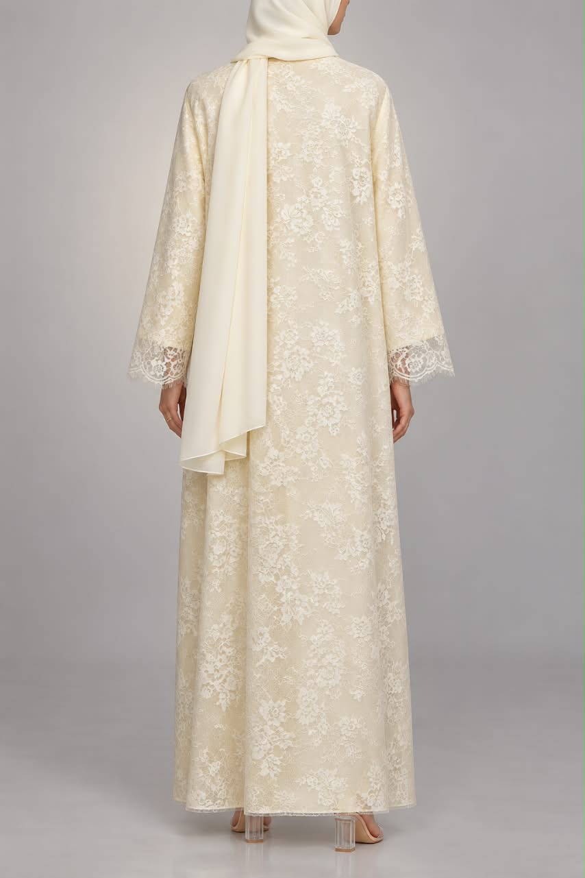 Butter Yellow Sheer abaya
